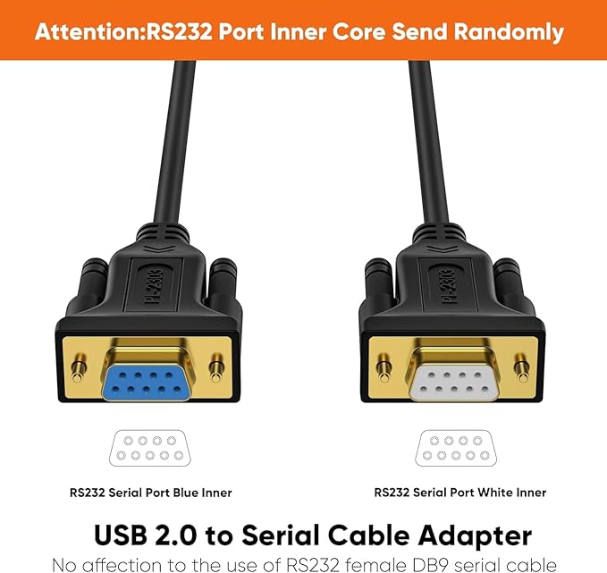 CableCreation [2-Pack] USB to RS232 Adapter with PL2303 Chip 3.3 FT, USB 2.0 to RS232 Female DB9 Serial Converter Cable for Cashier Register, Modem, Scanner, Digital Cameras, CNC, 1M Black