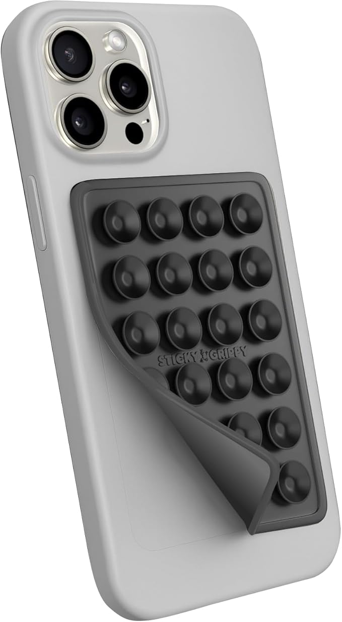 StickyGrippy Suction Phone Case Mount, Sillicon Adhesive Phone Accessory for iPhone and Android, Hands-Free Fidget Toy Mirror Shower Phone Holder, Tiktok Videos and Selfies (Blue)