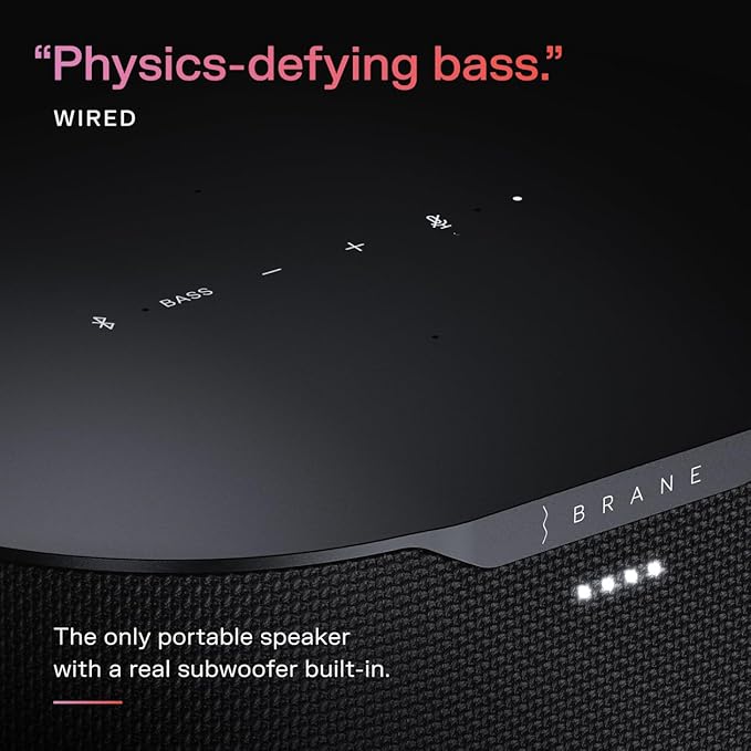 Brane Audio Brane X Smart Speaker, Portable Wireless Bluetooth Speaker, Internal RAD Subwoofer, 12 Hrs Playback, Waterproof IP57