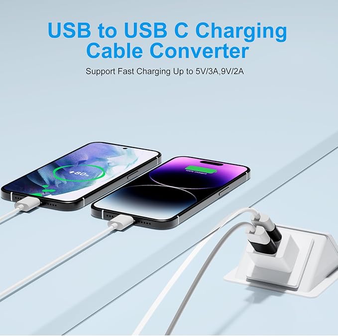 USB to USB C Adapter 8 Pack,USB to Type C Adapter,USBA Charger Type-C Fast Charging Cable Converter,USBC Adapters for iPhone 15 14 13,iWatch,iPad,Phones,Black