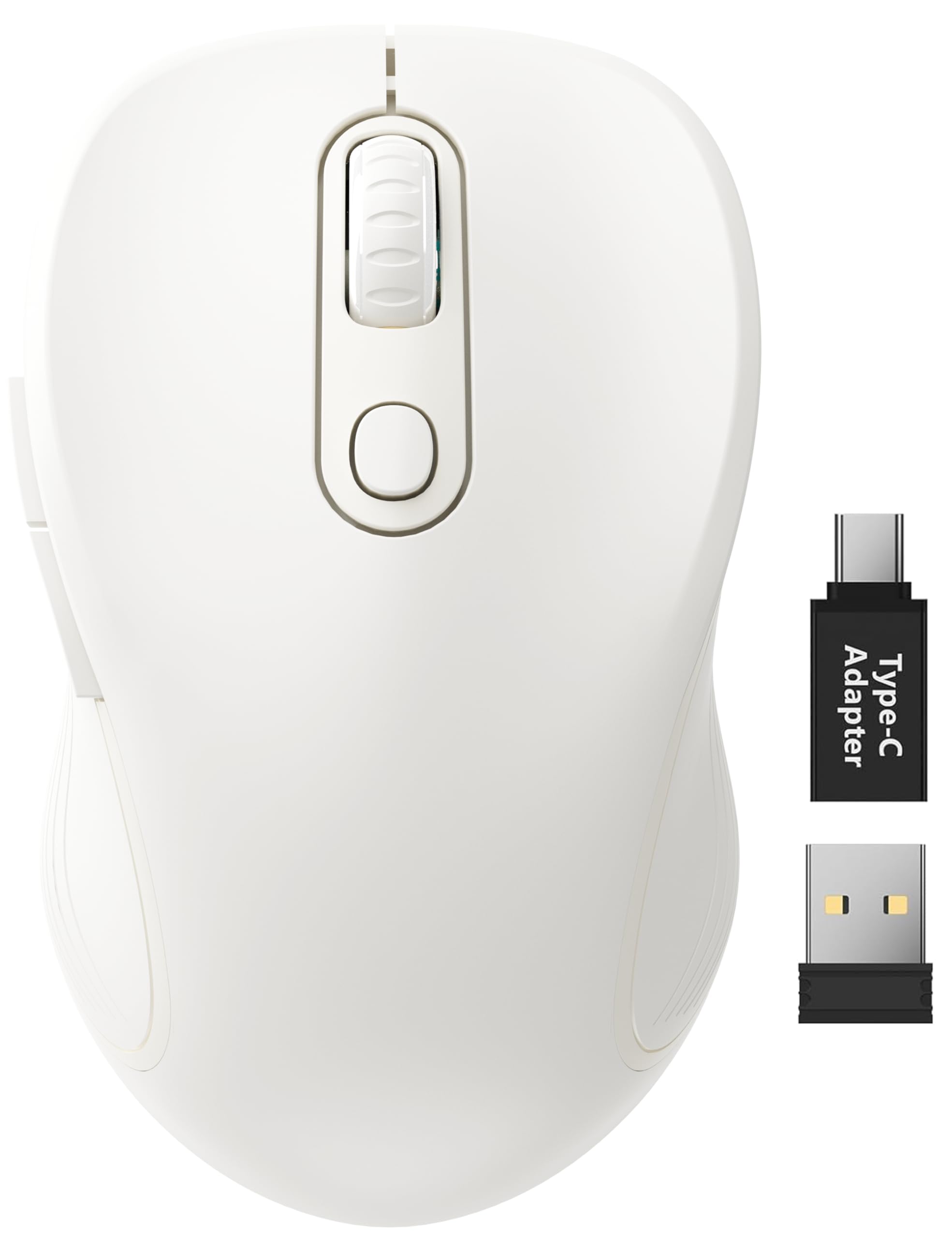 Trueque Wireless Mouse for Laptop, Ergonomic 6-Button Mouse, Pure White