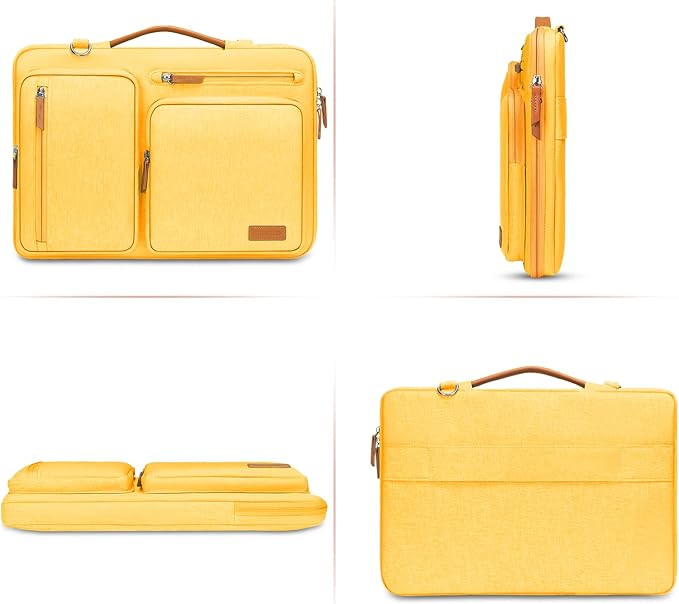 MOSISO 360 Protective Laptop Shoulder Bag,13 inch Computer Bags Compatible with MacBook Air M4 M3 M2 M1 2025-2018/Pro 13 2025-2016,Side Open Messenger Bag with 4 Zipper Pockets, Yellow