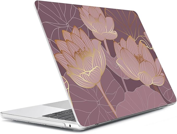 Compatible with 2025 2024 2023 2022 MacBook Air 13 inch Case M4 A3240 M3 A3113 M2 A2681, Hard Shell&Keyboard Cover&Screen Film&Webcam Cover for New M4 Mac Air 13.6 inch with Touch ID, Lotus