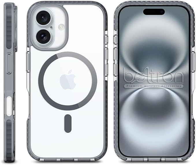 BELTRON Belt Case for iPhone 16 Plus, Slim Protective Transparent Case & Rotating Belt Clip Holster Combo (Compatible with MagSafe)