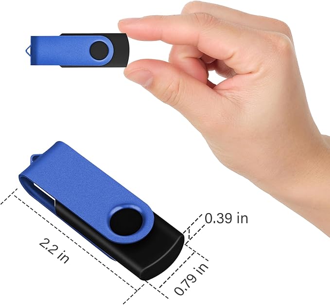 EASTBULL Flash Drive Bulk 2GB USB 20 Pack with Lanyards USB 2.0 Thumb Drive Bulk Memory Stick Swivel Pen Drive for Storage and Backup 2 GB 20 Pack, Blue