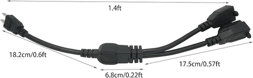 1.5FT Y Splitter Power Extension Cable,SJT 16AWG 1 to 2 Power Cord Splitter