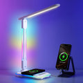 WILIT Desk Lamp for College Dorm Room, RGB Gaming Desk Light with Wireless Charging & USB Port, Gamer lamp Sound Reactive,3 Color Modes 5 Brightness,Reading Lamp Touch Control for Home Office,Study