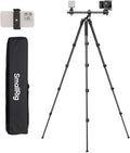 SmallRig CT25 64.5"/164cm Horizontal Overhead Tripod for Camera with Smartphone Holder & Carrying Bag, 22lb Max Load Aluminum Horizontal Camera Tripod for Overhead Shots
