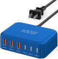USB C Fast Charger 100W GaN 6 Port Type USB C Charging Station Hub Block Wall Charger Power Strip Adapter Plug Cube Brick 3 USB A for iPad iPhone16 15 14 13 12 11 Pro Max Pixel Note Galaxy