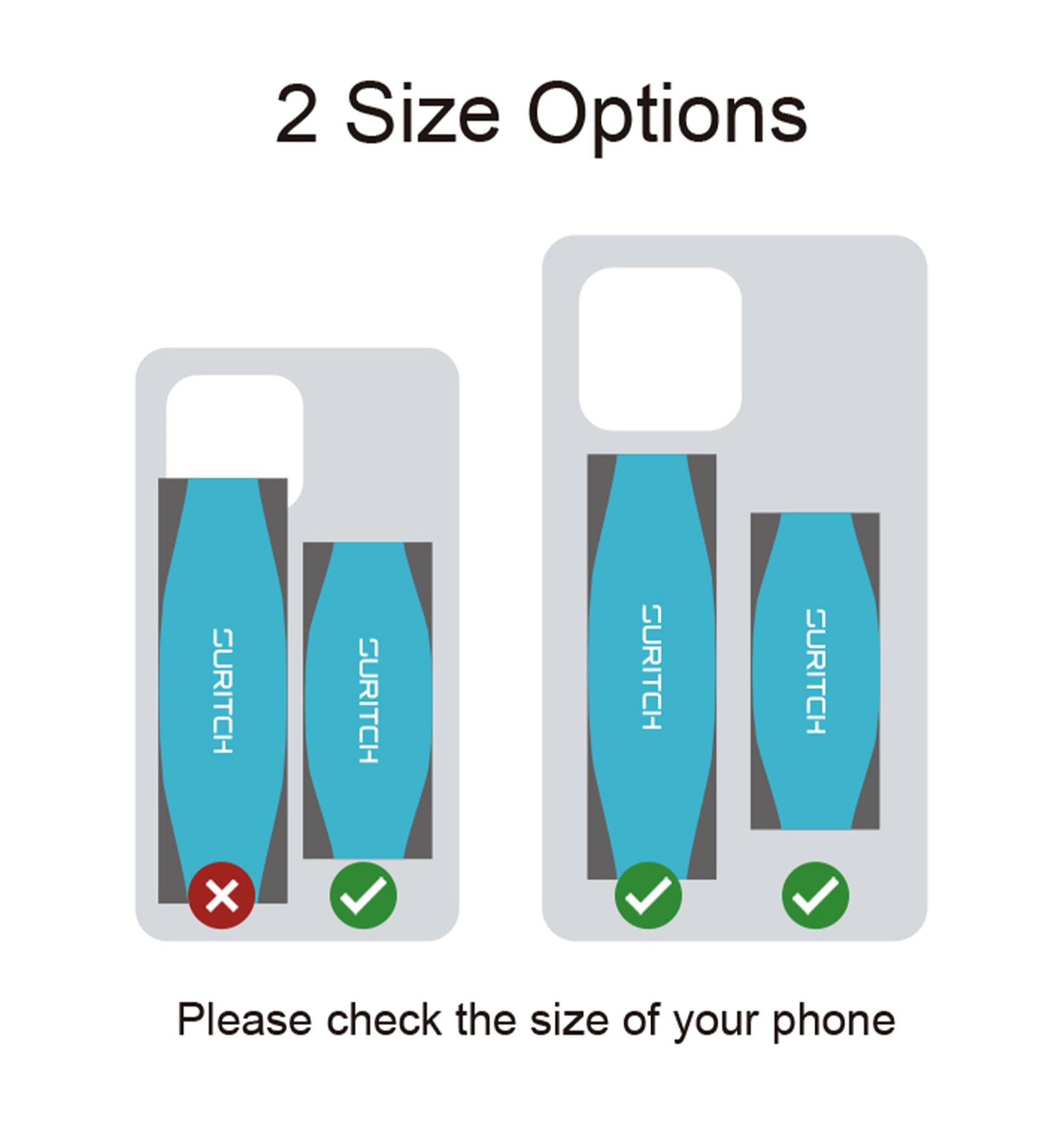 SURITCH Phone Grip Strap Finger Loop Holder for Back of Phone, 2-in-1 Soft Silicone Gripper Kickstand for iPhone Samsung and Most Cell Phone Cases, 3.94" Black