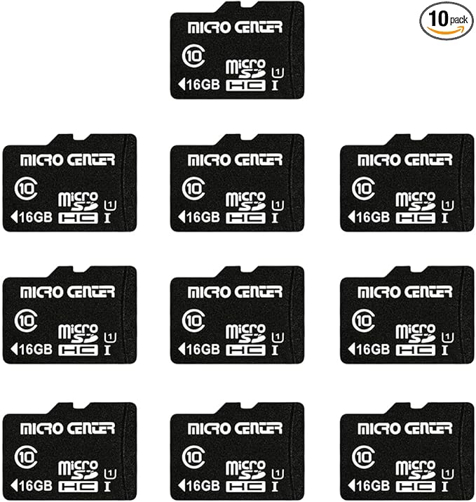 Micro Center 16GB Class 10 MicroSDHC Flash Memory Card with Adapter for Mobile Device Storage Phone, Tablet, Drone & Full HD Video Recording - 80MB/s UHS-I, C10, U1 (10 Pack)