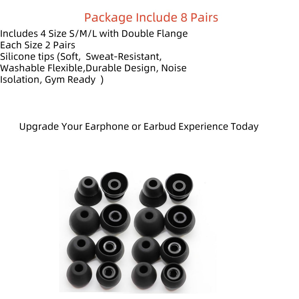 Aginkgo Replacement Ear Tips for Beats Urbeats2.0 Tour2.0 ibeats Beats x, Beats Flex Secure Fit for Powerbeats Pro Silicone Earbuds Washable Sweat-Resistant Noise Isolation 8 Pairs (Black)