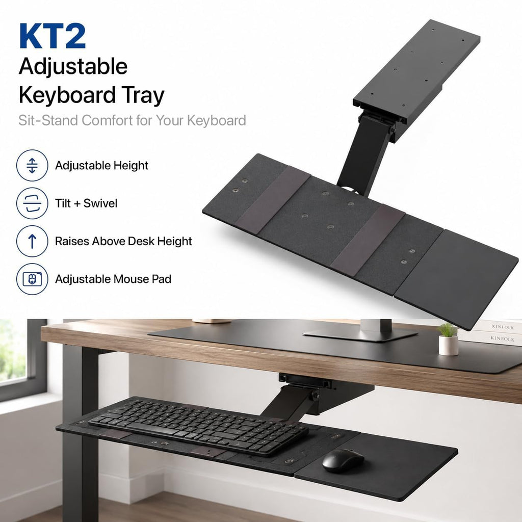 Uncaged Ergonomics Under Desk Keyboard Tray Slide Out & Keyboard Holder