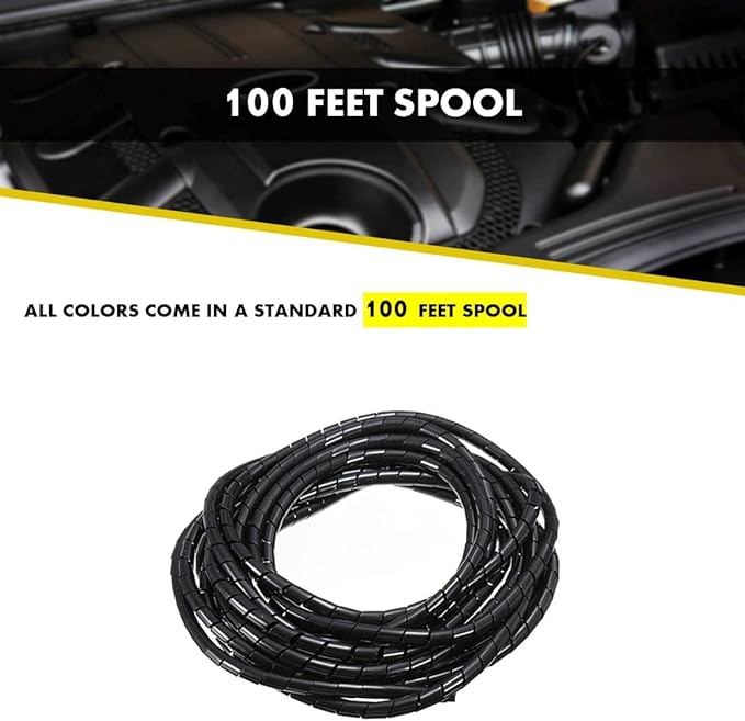 Kable Kontrol Vortex Spiral Cable Wrap - 3/4” Inch 100’ Feet Long - Hose Protector Flexible Polyethylene Wire Conduit Tubing Cable Sleeve Cord Cover to Organize Wires – Black
