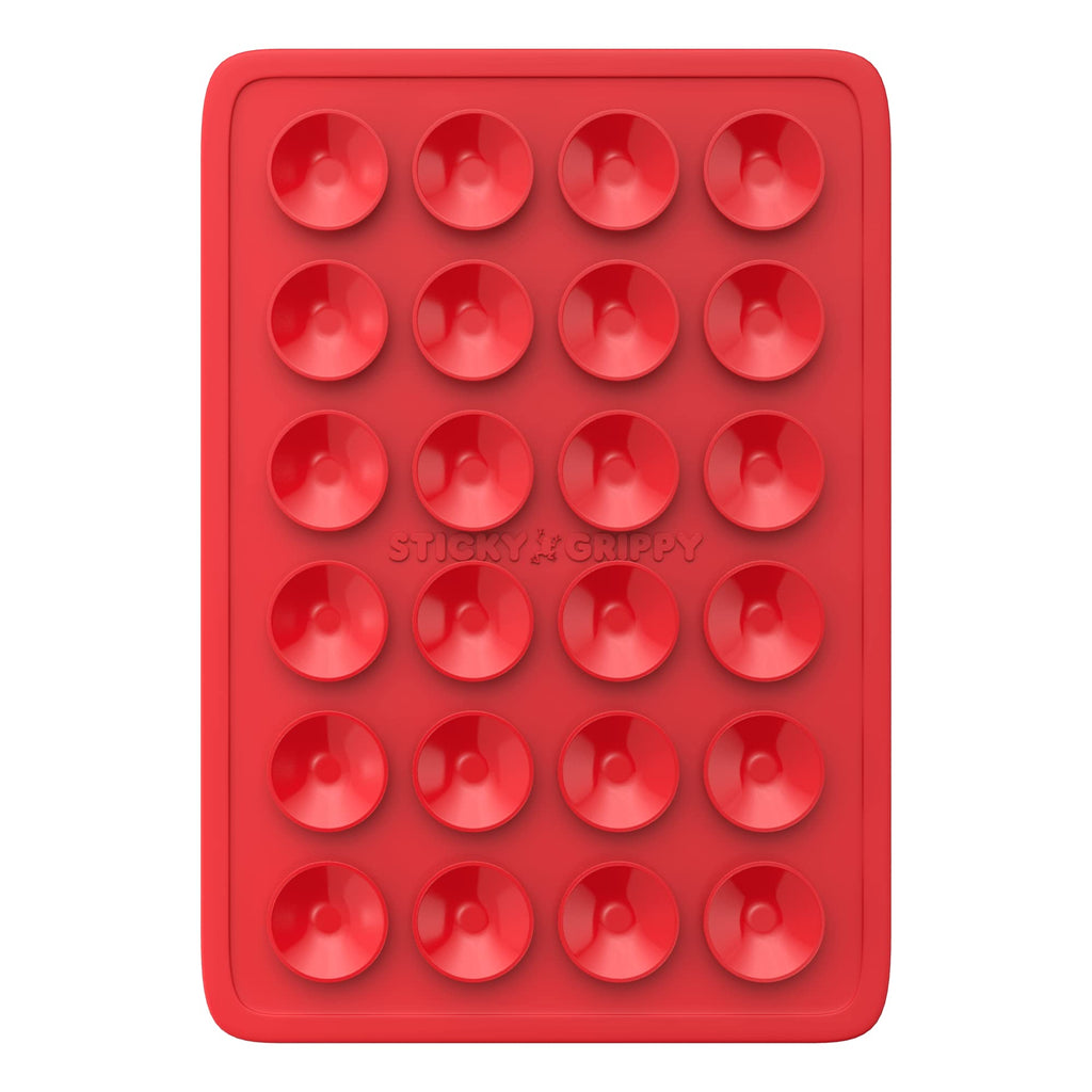 StickyGrippy Suction Phone Case Mount, Sillicon Adhesive Phone Accessory for iPhone and Android, Hands-Free Fidget Toy Mirror Shower Phone Holder, Tiktok Videos and Selfies (Red)