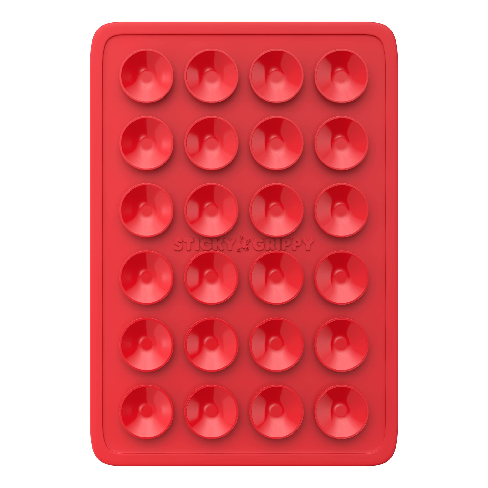 StickyGrippy Suction Phone Case Mount, Sillicon Adhesive Phone Accessory for iPhone and Android, Hands-Free Fidget Toy Mirror Shower Phone Holder, Tiktok Videos and Selfies (Red)