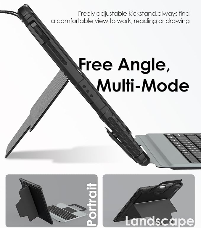 Nillkin Carry Go Keyboard Case for iPad Pro 13 inch (M4) 2024 with Handle, Rugged Case with Detachable Keyboard for iPad Pro 13, Magic Trackpad, 7 Colors Backlit, Camera Cover, Black