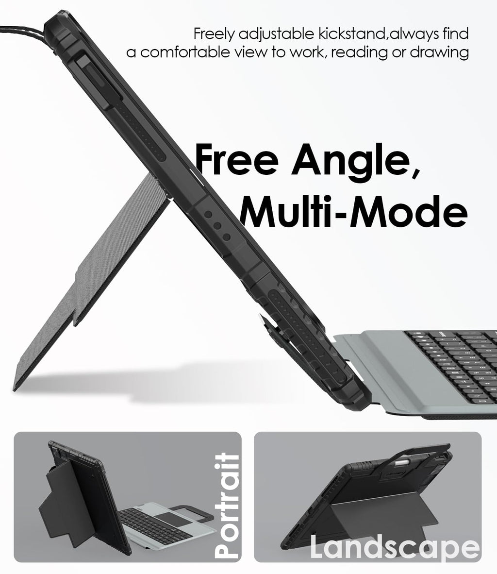Nillkin Carry Go Keyboard Case for iPad Pro 13 inch (M5, 2025/M4,2024) with Handle, Rugged Case with Detachable Keyboard for iPad Pro 13", Magic Trackpad, 7 Colors Backlit, Portrait/Landscape, Black