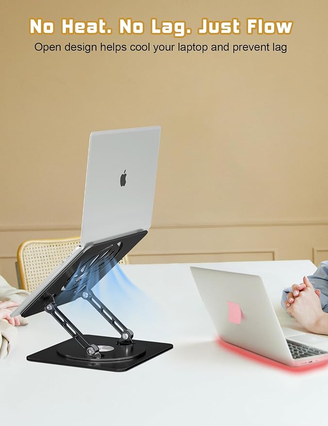 Adjustable Laptop Stand for Desk-360° Rotating Foldable Laptop Holder Ergonomic Laptop Riser for MacBook Pro/Air Dell HP Lenovo Notebook up to 16",Black