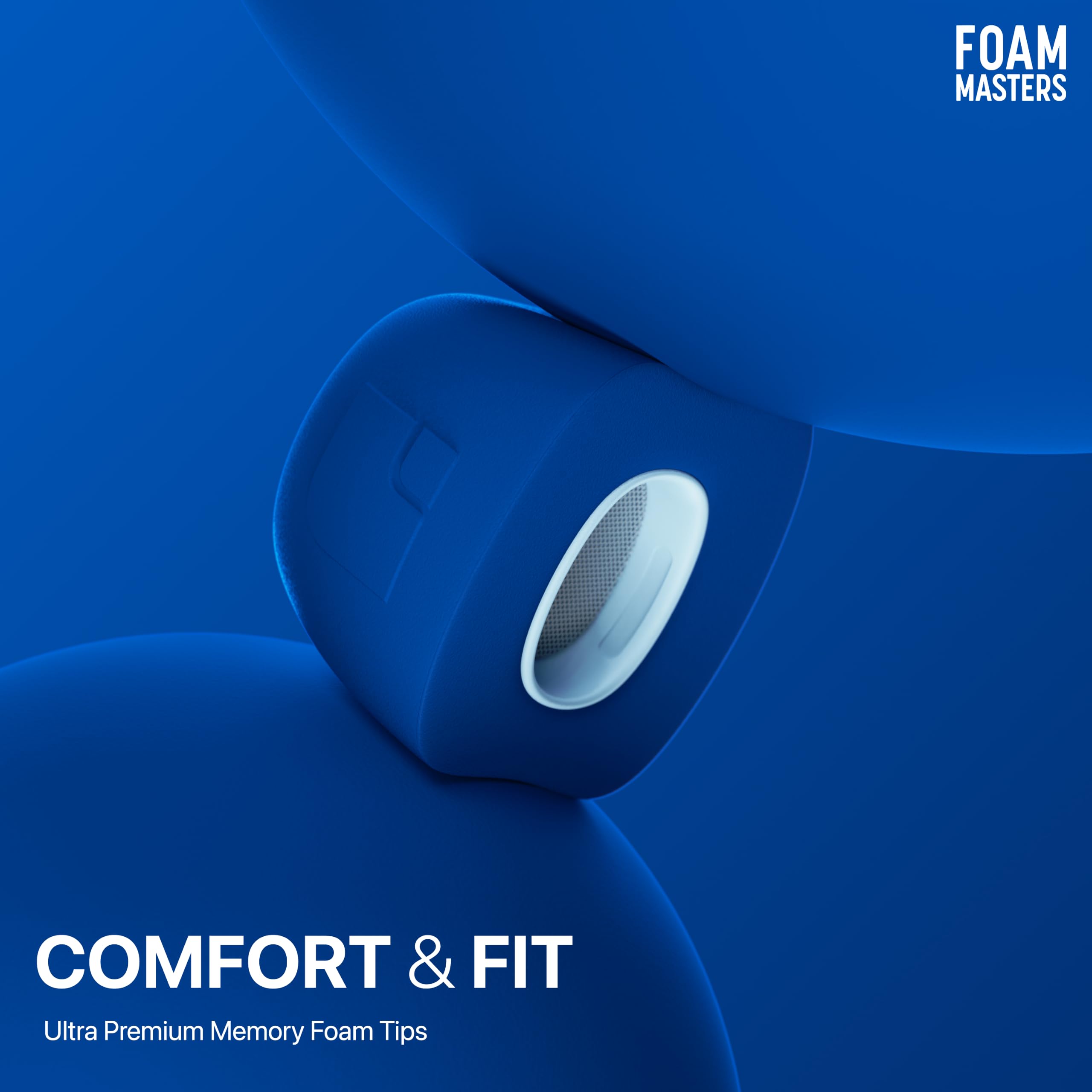 Foam Masters Ultra-Premium Memory Foam Ear Tips for AirPods Pro 1st & 2nd Gen | 3 Pairs | New Ver. | Secure Fit | Super Comfort | Better Noise Cancel | Replacement Buds (Small, Blue)