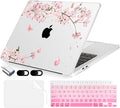 Compatible with MacBook Air 13.6 inch Case, M4 A3240/M3 A3113/M2 A2681 (Released 2025 to 2022), Hard Shell, Keyboard Cover, Screen Protector, Webcam Cover & Type-C Adapter, Butterflies Sakura