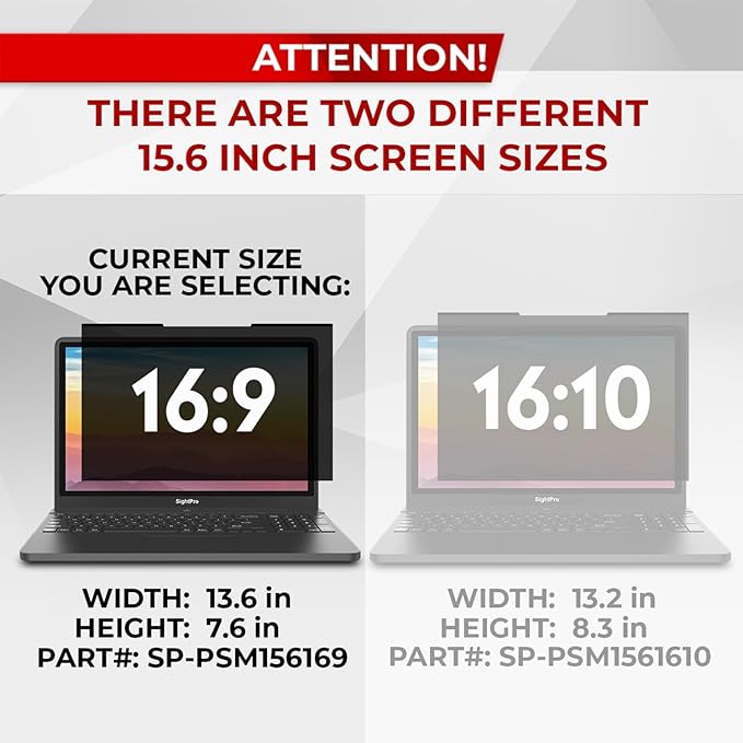 Magnetic Laptop Privacy Screen 15.6 Inch 16:9 - Removable Computer Privacy Filter Shield and Protector