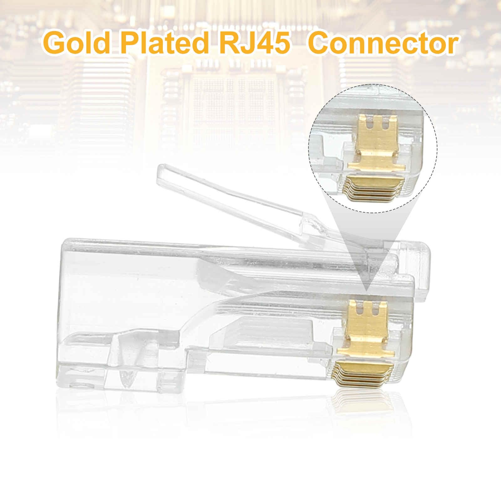 MECCANIXITY 30pcs Cat6 RJ45 Pass Through Connectors, RJ45 Connector 8P8C Gold Plated Plugs with 30pcs White Strain Relief Boots for Solid or Stranded UTP Ethernet Cable, 1.1mm