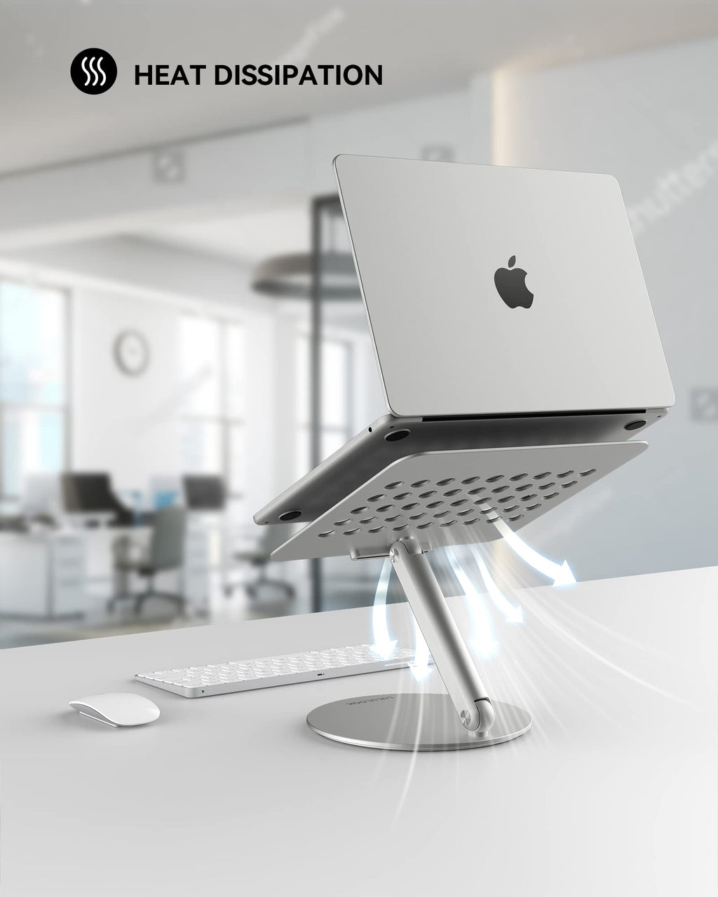 LULULOOK Laptop Stand for Desk 2025, 360 Rotating Adjustable Laptop Riser, Upgraded Foldable Full Aluminum Alloy Computer Stand for MacBook Pro/Air, Dell, HP, Lenovo and Other 10-17inch Laptops