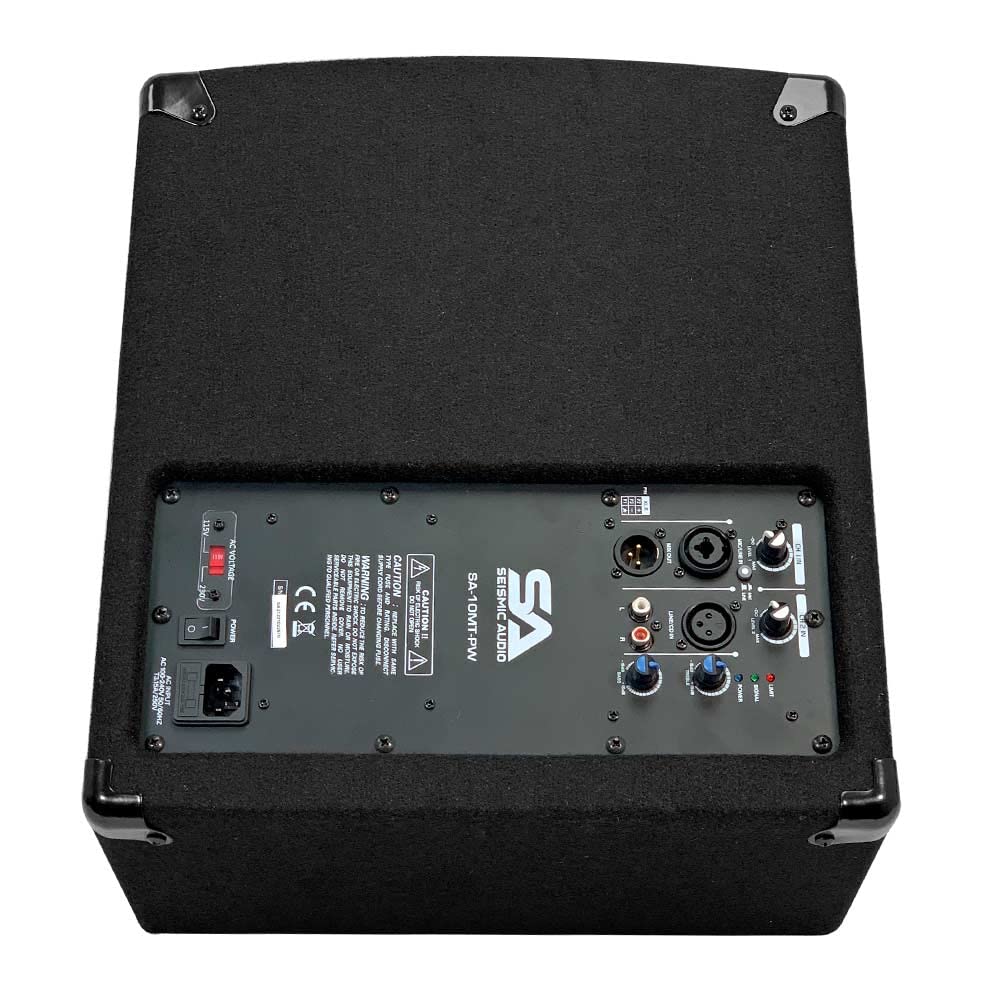 Seismic Audio - SA-10MT-PW-Pair - Pair of Powered 2-Way 10" Floor / Stage Monitor Wedge Style with Titanium Horns