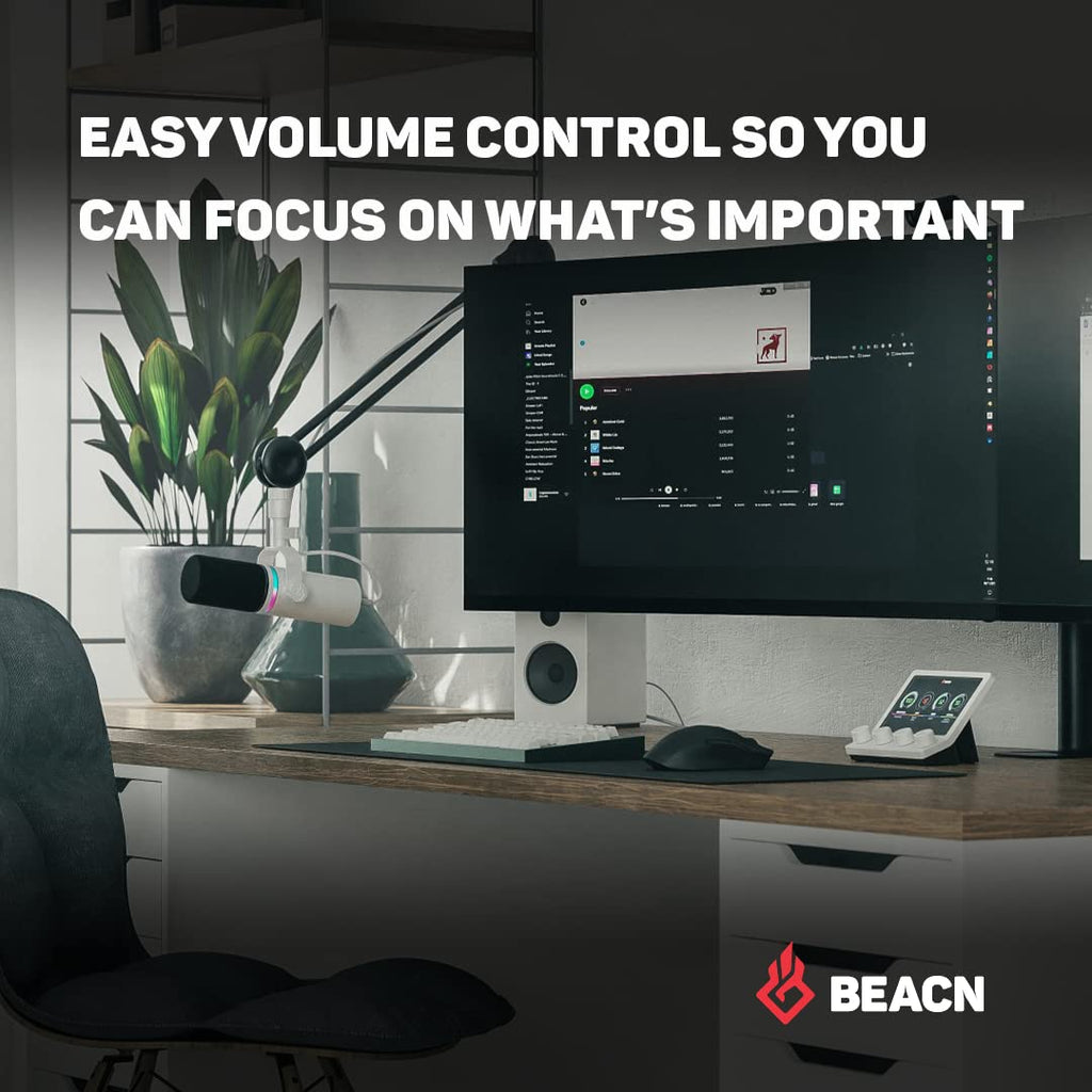 BEACN Mix - USB C Windows Audio Controller with a Beautiful 5” Color Display and 4 Smooth Push-Button encoders for Streaming, Gaming, Podcasting, and Work from Home Applications (Dark)