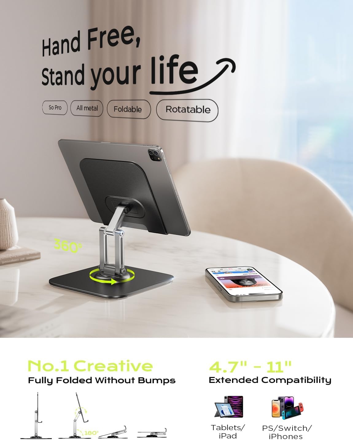 LISEN for iPad Stand Holder, Aluminum Tablet Stand Holder for iPad