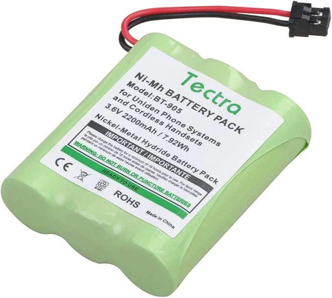 Tectra 2-Pack BT-905 Cordless Phone Battery for Uniden BT905 BT-800 BT-1006 BBTY-0444001 BBTY-0449001 Panasonic P-P501 P-P508 AT&T 200 24032 Cordless Telephones