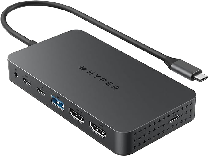 HyperDrive Next Dual 4K HDMI 7 Port USB C Docking Station for M Series MacBook, PC, Chromebook, 2x File Transfers w/ 10Gbps USB Ports, Dual 4K Docking Station Charges w/ 100W PD Power Passthrough Port