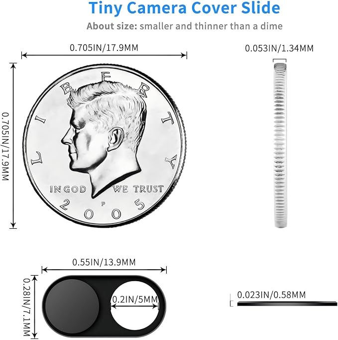 Metal Webcam Cover Slide[4 Pack Black], 0.022in Camera Cover for Laptop Computer, MacBook Pro/Air iMac iPad Tablet iPhone 8/7/6 Plus, Web Camera Blocker Protect Your Privacy [4 Pack Black]