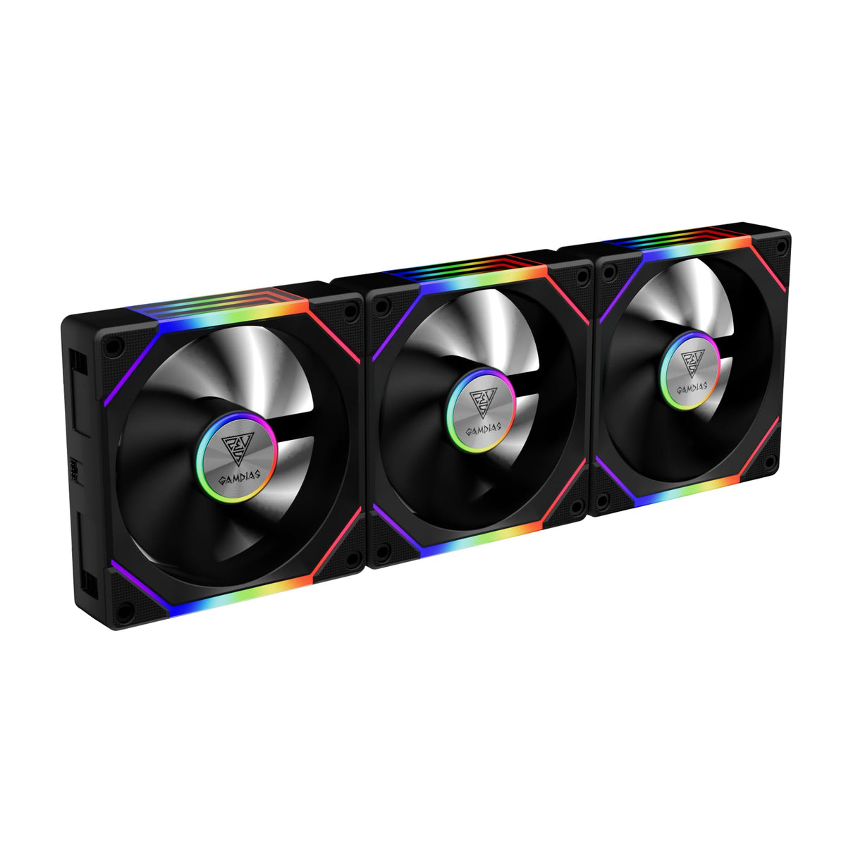 GAMDIAS AEOLUS P2-1203 120mm ARGB PWM Fan (3 Pack, no Hub), Include Reverse Fan Blade x3 & Controller, ARGB Sync, Easy Installation & Cabless Daisy-Chain Design, Silent Operation, Up to 2400RPM, White