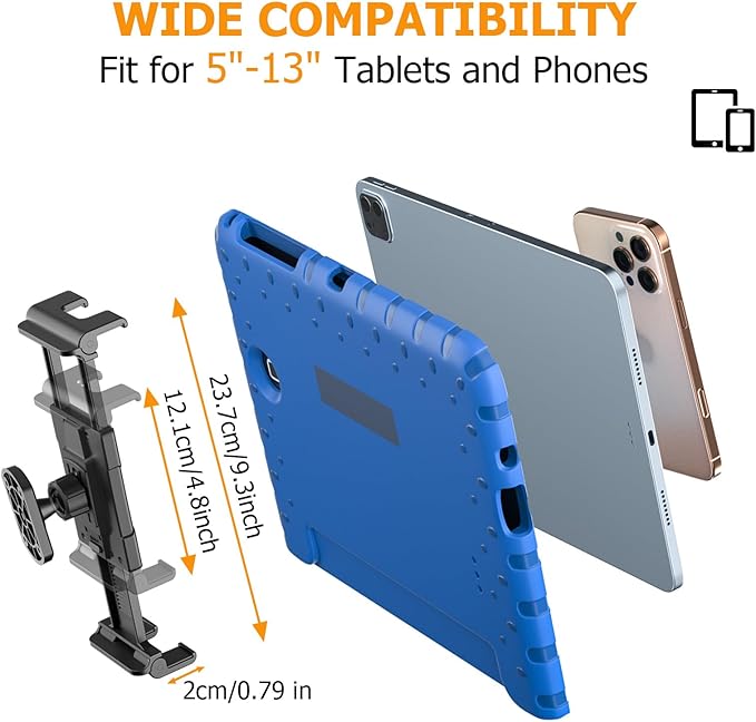 OHLPRO Tablet Wall Mount Holder 360° Rotating Adjustable Universal iPad Stand for Kitchen Office Warehouse Home, Compatible with 5"-13" Phone Tablets Galaxy Tabs Kindle Fire HD e-Reader Devices