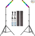 RGB Photography Light Wand Stick, 360° Full Color Portable LED Lighting Wand Handheld 5000mAh Rechargeable Battery & Magnet with 27"-80" Tripod Stand-2 Pack