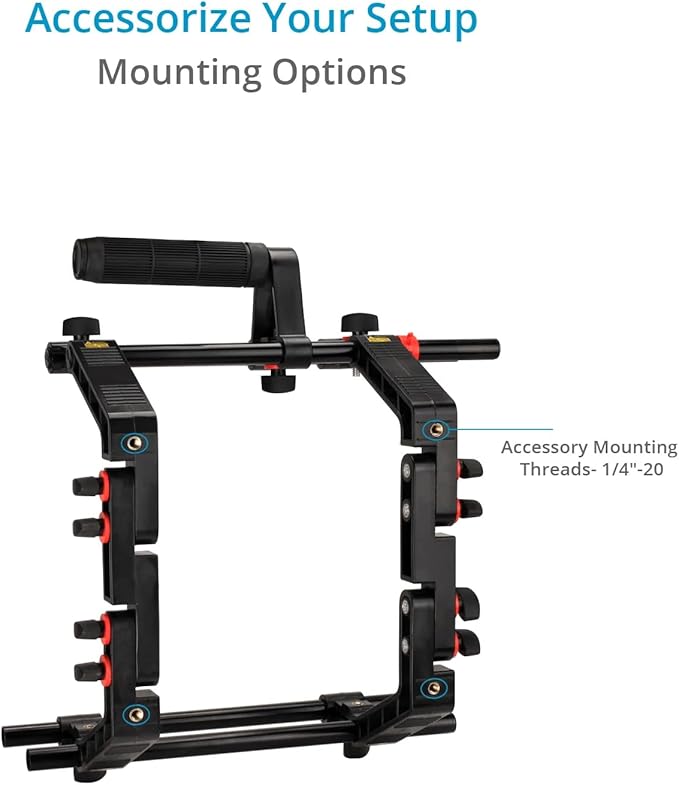 Shoulder Rig Kit w Matte Box & Follow Focus for DSLR Cameras. Ergonomic & Stable, 6” to 9” Convertible Size. Adjustable Handles, ¼” Threads. Comfy Shoulder Pad, Quick Release Plate (FC-03)