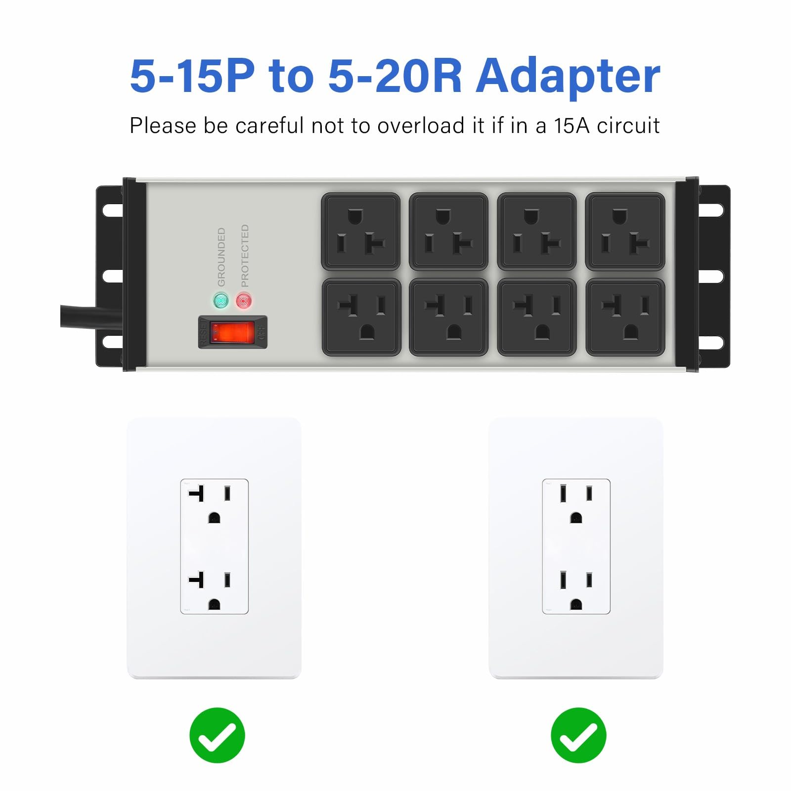 CCCEI 12 Gauge Heavy Duty Power Strip, 8 Ports, Grey, 12FT.