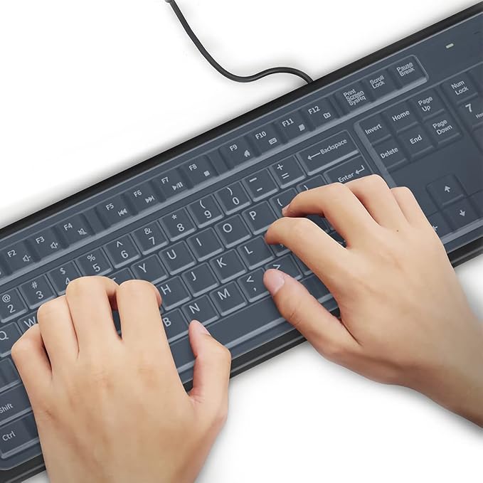 (2 Pack) Universal Clear Anti-Dust Keyboard Skin Protector Cover for 104/107 Keys Standard Desktop Keyboard Reusable Waterproof Keyboard Cover