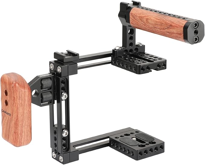 CAMVATE Universal Adjustable Camera Cage Fit for Right Handle and Left Handle Camera(Only Come with Left Handle Grip) - 1726