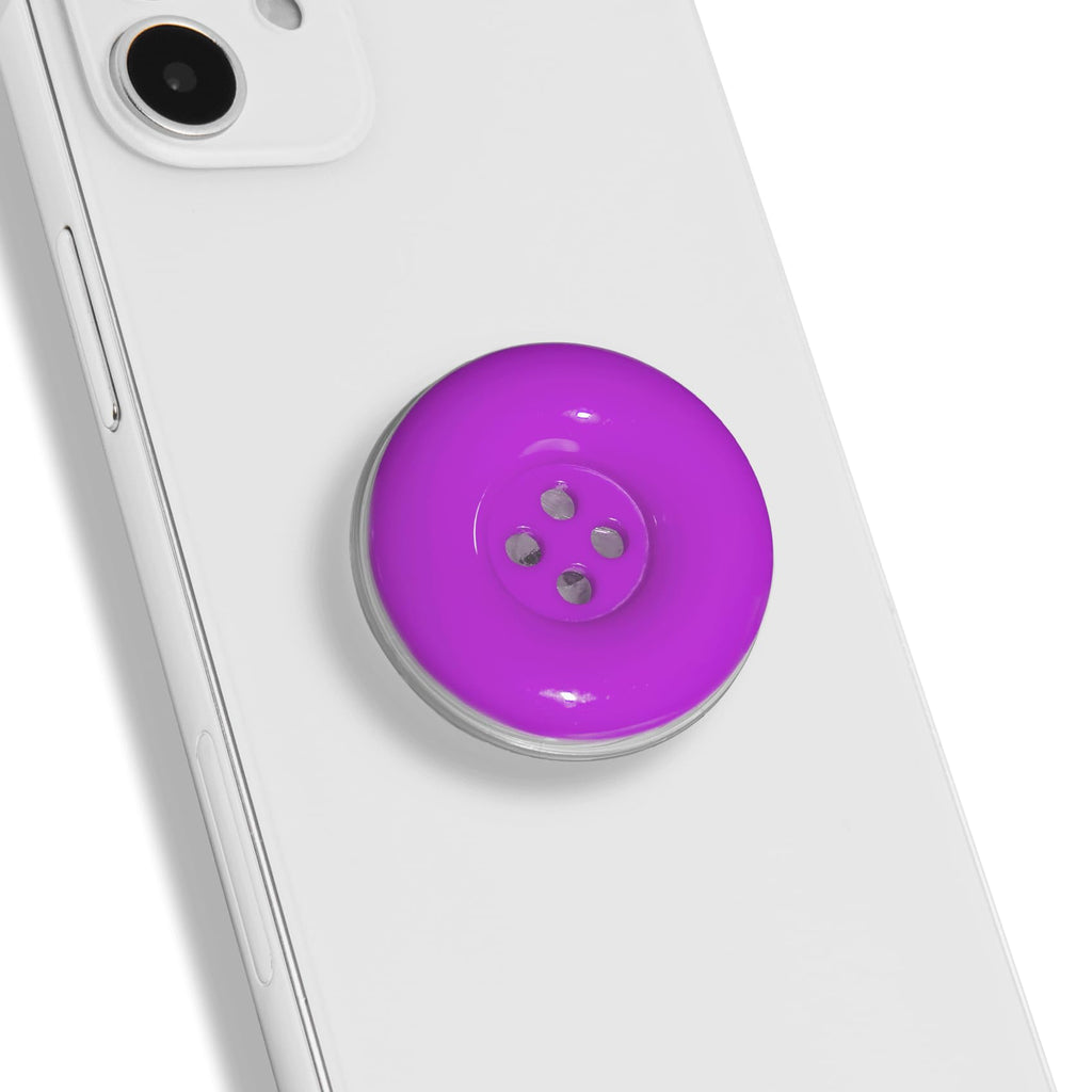 Solid Color Button Phone Grip – Minimalist Design, Durable and Lightweight, Grip and Stand for Smartphones (Purple, Adhesive Type)