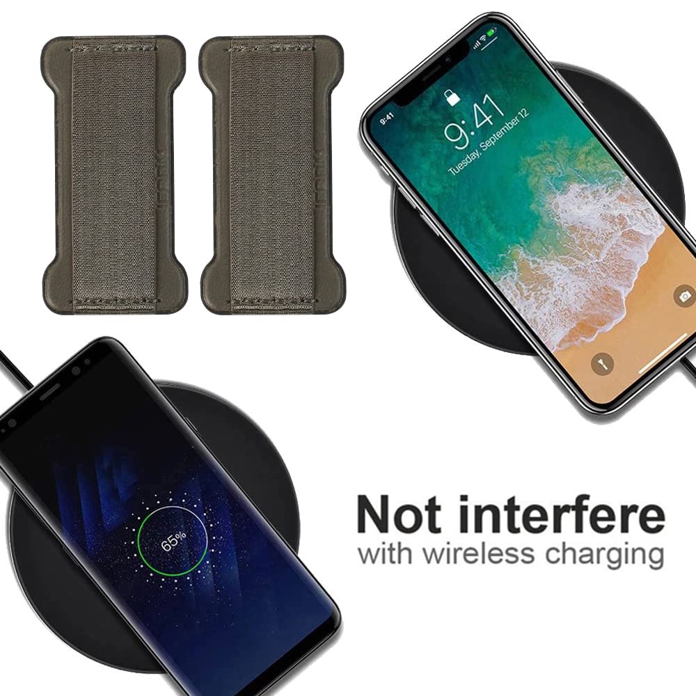 WUOJI Phone Grip Holder for Hand, Universal Finger Strap Phone Holder, Finger Selfie Grip Compatible with Most Smartphones (Gary) - 2Pack