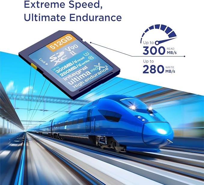 Integral 512GB UHS-II SD Card V90 Up to 300MBs Read and 280MBs Write Speed 1866X SDHC Professional High Speed Memory Card