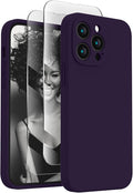 FireNova Designed for iPhone 13 Pro Case, Silicone Upgraded [Camera Protection] Phone Case with [2 Screen Protectors], Soft Anti-Scratch Microfiber Lining Inside, 6.1 inch, Purple