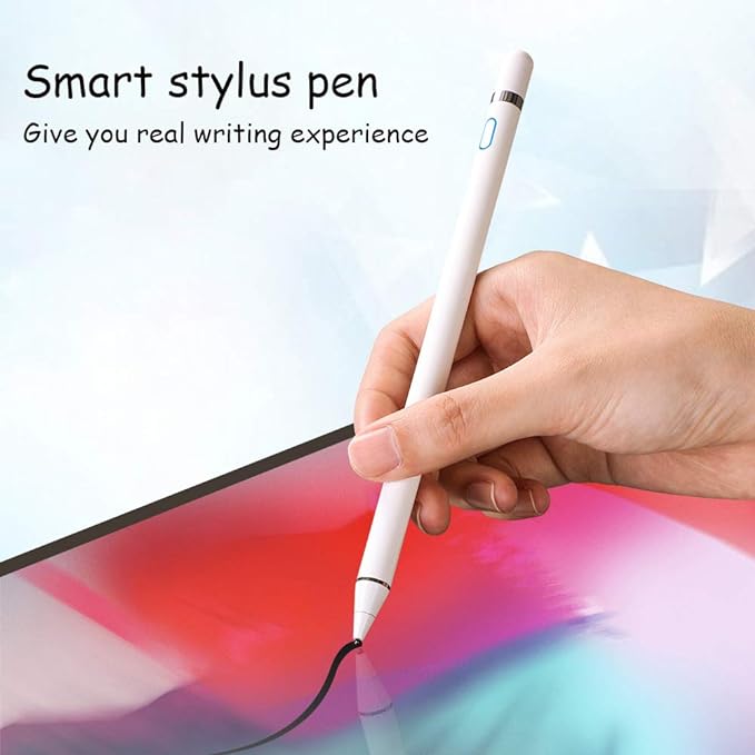 DOGAIN Active Digital Stylus Pen for Touchscreen, Stylus Pencil for Apple iPad mini/Pro/Air, Switch, Samsung, iPhone, Android and Most Phone & Tablet, 1.5mm Fine Point Rechargeable Pens - White