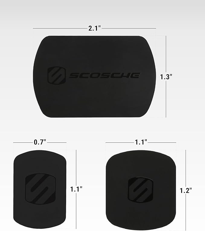 Scosche MRK2PK-UB MagicMount Replacement Metal Plate Kit for Phone, Metal Plates for Magnetic Mount Cell Phone Holder for Car, Universal with All Devices and Phone Case, Black, Pack of 2