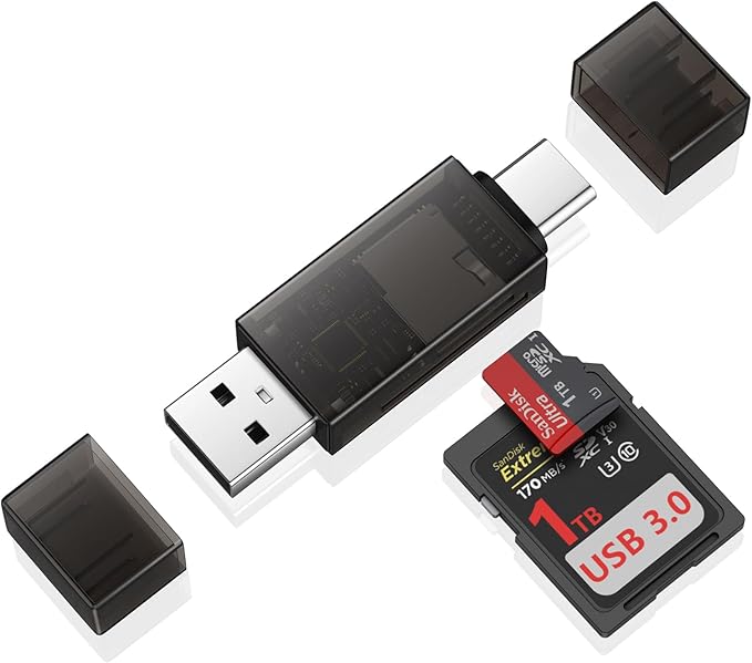 SD Card Reader,High-Speed USB C to Micro SD Card Adapter USB 3.0 Dual Slots,Memory Card Reader for SD/Micro SD/SDHC/SDXC/MMC,Compatible with iPhone 17 16 Pro Samsung S25 A17 MacBook Pro/Air Chromebook