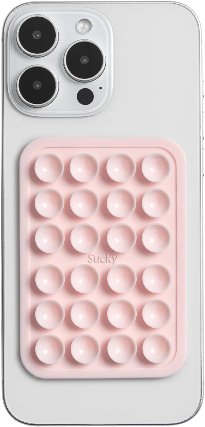 Suction Phone Case Mount, Phone Sticky Grip for iPhone and Android, Adhesive Phone Accessory, Hands-Free Mirror Shower Phone Holder for Videos and Selfies (Baby Blue)