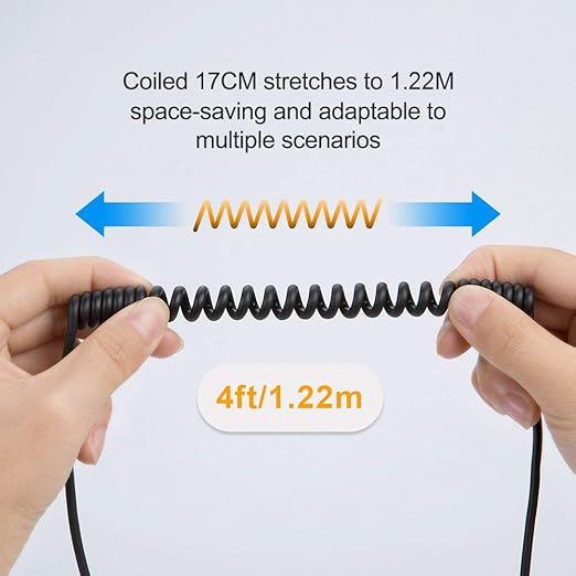 CableCreation Micro USB to Micro USB Coiled Cable 0.56ft to 4ft, Coiled Micro OTG Cable with Gold Plated Connector Aluminium Shell Works for Raspberry Pi Zero, Smart Phones, DJI Remote, Black